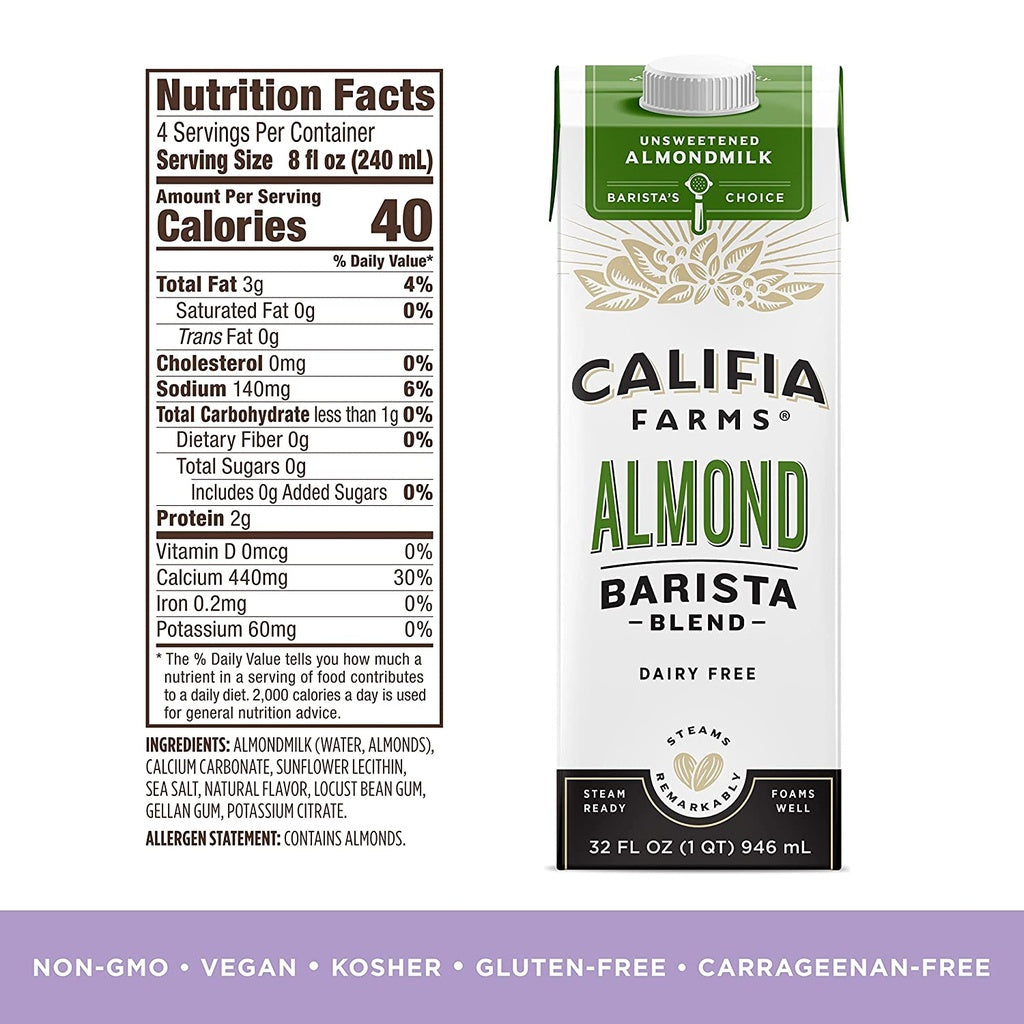 Califia Farms Unsweetened Almondmilk Barista Blend 32oz